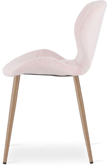 Καρέκλες Τραπεζαρίας Βελούδινες Light Pink 4τμχ