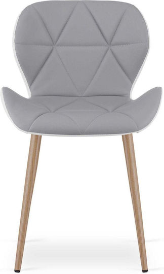 Dining Chair With Artificial Leather Upholstery Gray-White 52x47x46cm