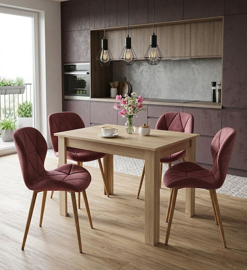 Velvet Dining Chair Dark Pink 52x47x46cm