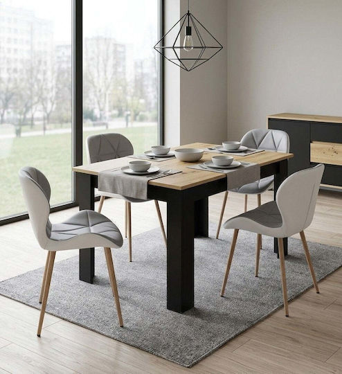 Dining Chair With Artificial Leather Upholstery Gray-White 52x47x46cm