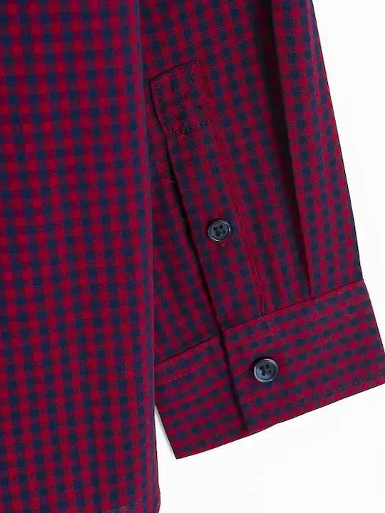 Kids Long-Sleeved Denim Red Shirt