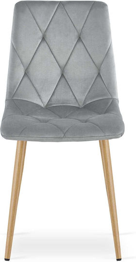 Velvet Light Gray Kitchen Chairs 3 Pieces 68x58x59cm