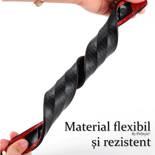 Set 4 Amortizoare Universale Pentru Uși și Bara de Protecție Auto Ușor De Aplicat Cu Adeziv 3m Integrat Aspect Carbon Protecție Împotriva Zgârieturilor Pentru Vopsea și Tabla Metalică La Impact Ușor Față Spate Bara de Protecție 40x5.5cm Gri Pristyle