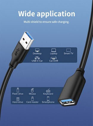 Cabletime USB 3.0 Кабел USB-A мъжки - USB-A женски Черен 1m CT-C160-U3-AMAFN