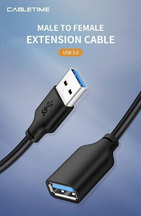 Cabletime USB 3.0 Кабел USB-A мъжки - USB-A женски Черен 1m CT-C160-U3-AMAFN