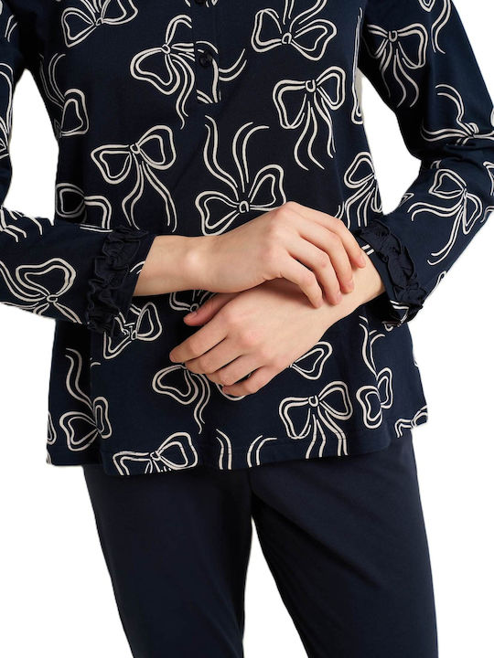 Vamp Winter Women's Pyjama Set Cotton Blue