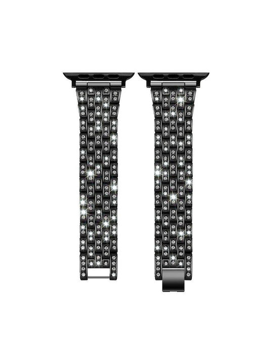 Apple Watch 42 44 45 46 49mm Xdfind Five Beads Metal Watch Strap Diamonds Black