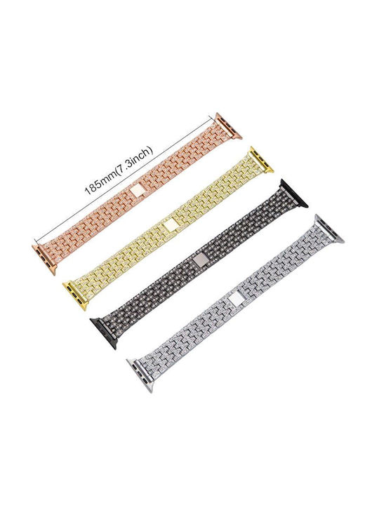Apple Watch 42 44 45 46 49mm Xdfind Fünf Perlen Voll Diamant Metall Tragbare Bänder Rose Gold