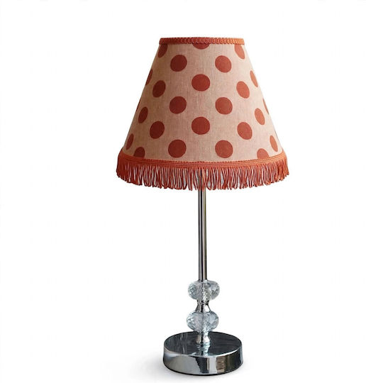 Crystal Table Lamp for E27 Fitting with Orange Shade and Silver Base