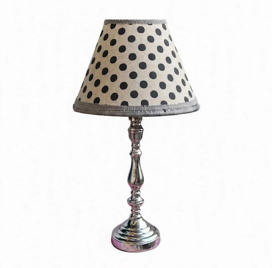 Tischlampe für E27 Fassung mit Grau Hut und Silber Basis