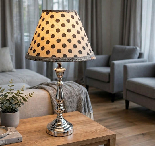 Tischlampe für E27 Fassung mit Grau Hut und Silber Basis