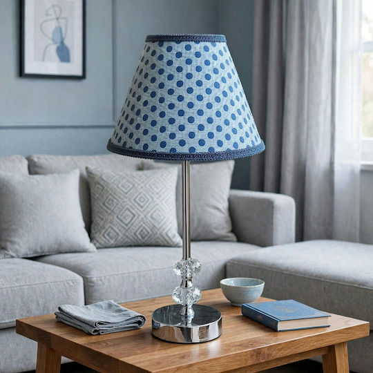 Crystal Table Lamp for E27 Fitting with Blue Shade and Silver Base