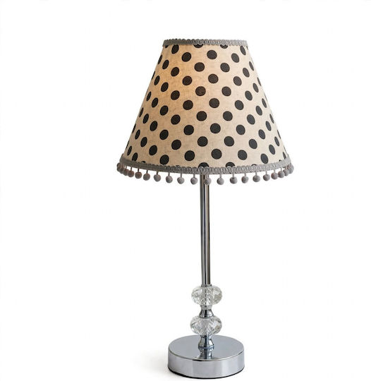 Crystal Table Lamp for E27 Fitting with Grey Shade and Silver Base