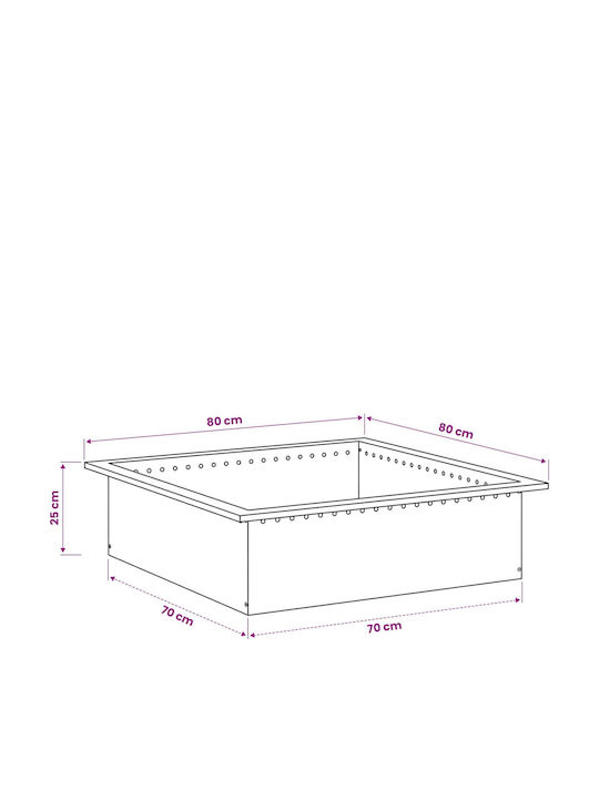 vidaXL Șemineu De Exterior Metalic Gri 80x80x25cm