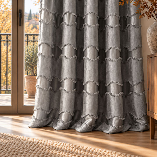 My Home Luxury Vorhang mit Grommet Grau 270x270cm