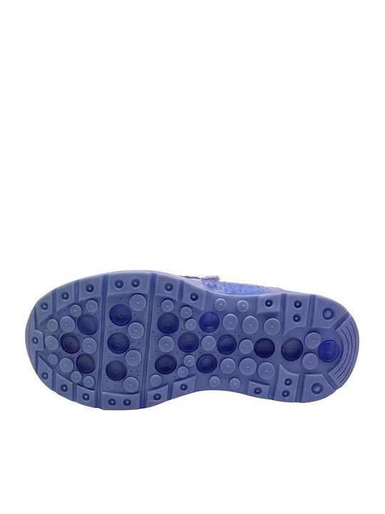 Stitch Kids Sneakers with Hoop & Loop Closure & with Lights Purple