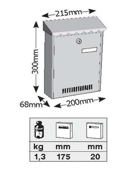 Viometal Cutie Poștală Pentru Exterior Din Inox În Culoare Argintie 21.5x6.8x30cm