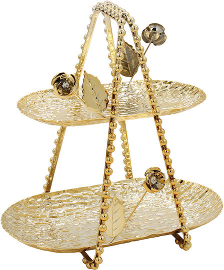 Keskor Decorative Metallic Gold Platter 26x17x26cm
