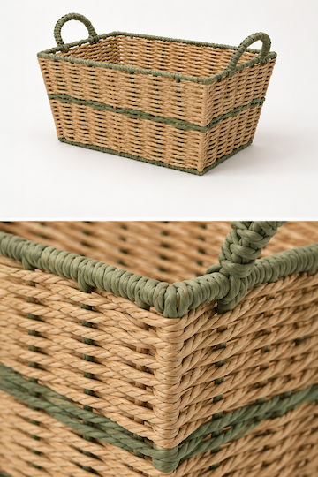 Kaemingk Декоративна Кошница от Слама с Дръжки Зелена 29x19x20см