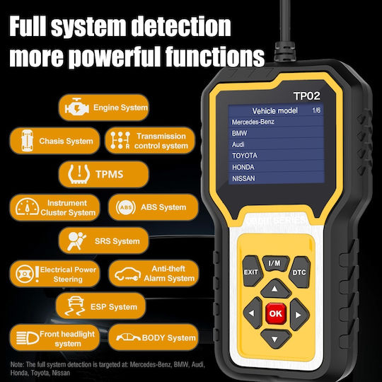 Techstar Tp02 Auto Diagnostic Tester Complete Obd2 System – Full Car Diagnosis Oil Reset Read Clear Dtc Live Data Information