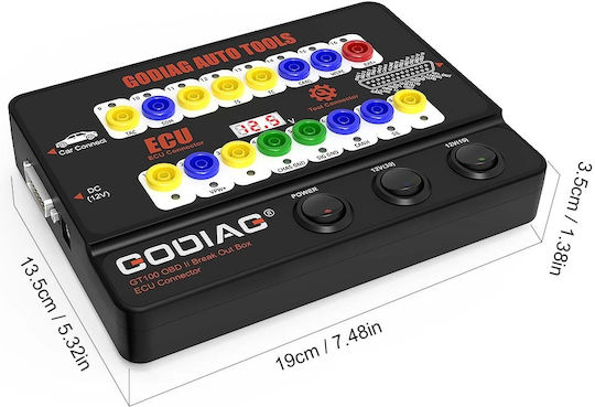 Godiag Gt100 Tester de Protocol OBD Ii Cutie Break Out Interfață de Conectare Ecu Monitorizare Tensiune Extensie de Diagnostic Alimentare Înlocuire Baterie