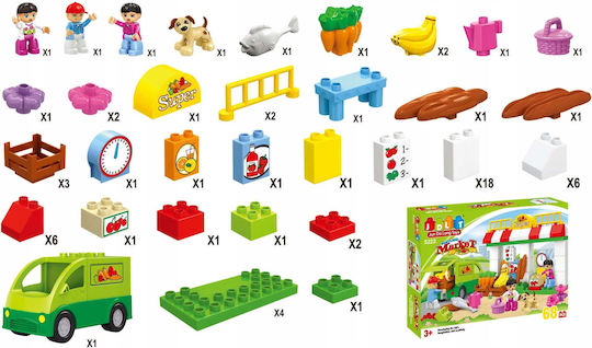 Bounn Cuburi de construit educative Super Market pentru 3+ ani 68 buc