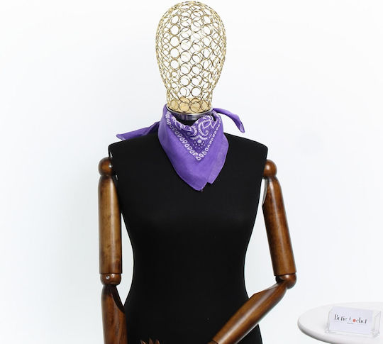 Bandana Din Bumbac Mărime 55 X 55 Cm Imprimeu Mandala Violet Es2201
