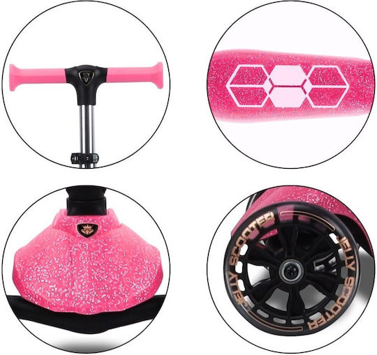 Milly Mally Kids Foldable Jelly 3-Wheel Scooter with LED Lighting for 3+ Years Pink
