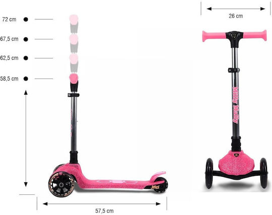 Milly Mally Kids Foldable Jelly 3-Wheel Scooter with LED Lighting for 3+ Years Pink