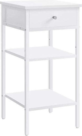 Нощно Шкафче Дървено с Метални Крака Бяло 45x25x65см