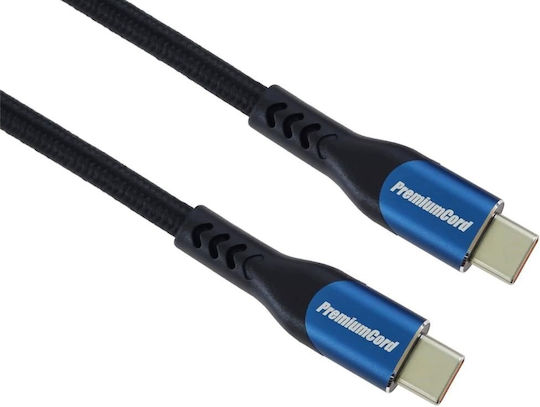 PremiumCord Cablu USB 3.2 USB-C tată - USB-C 100W PD Albastru 2m