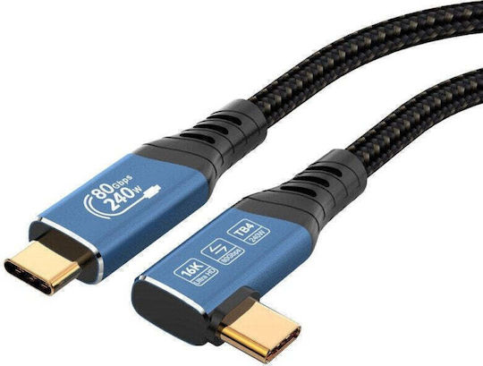 PremiumCord Cablu video USB 4 USB-C tată - Thunderbolt 3 240W PD Negru 1m