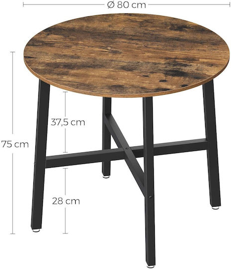 Loft Round Metal Rustic Brown Table 80x80x75cm