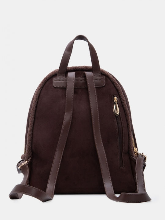 Fabric Fur Women's Backpack Suede Dark Brown