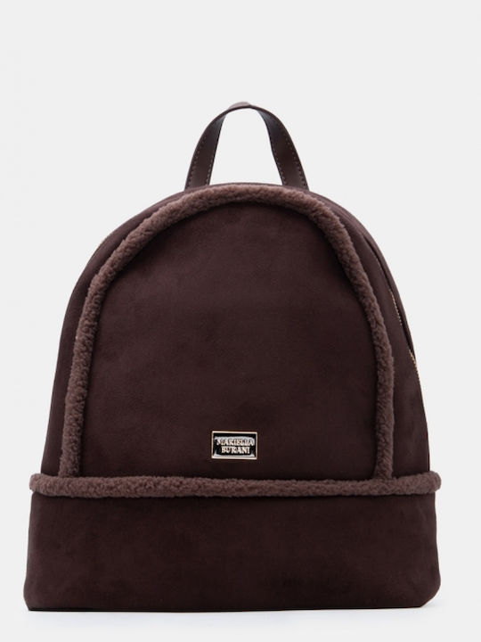 Fabric Fur Women's Backpack Suede Dark Brown