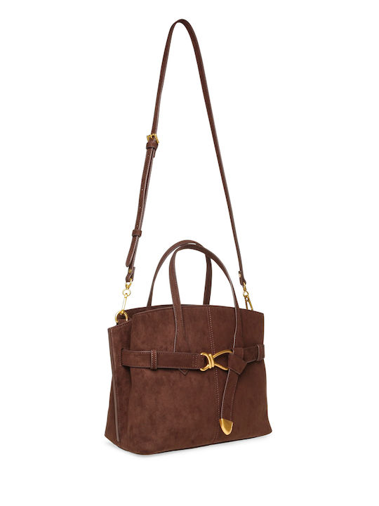 Leather Women's Shopper Bag Suede Brown