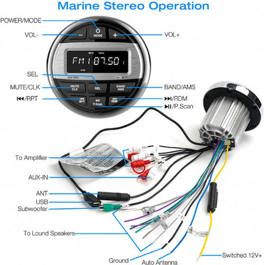 Marine Bluetooth Stereo Wasserdicht FM AM Boot
