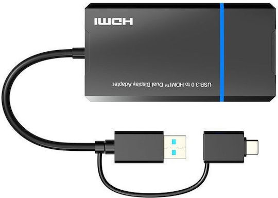 Microconnect MC-USB3.1CHDMIX2-2In1 USB-A / USB-C Male to HDMI Female Converter