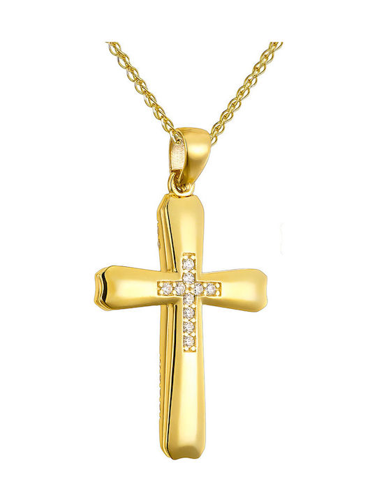 Papoulidis Jewellery Златен Кръст 14 Карата Двулицев