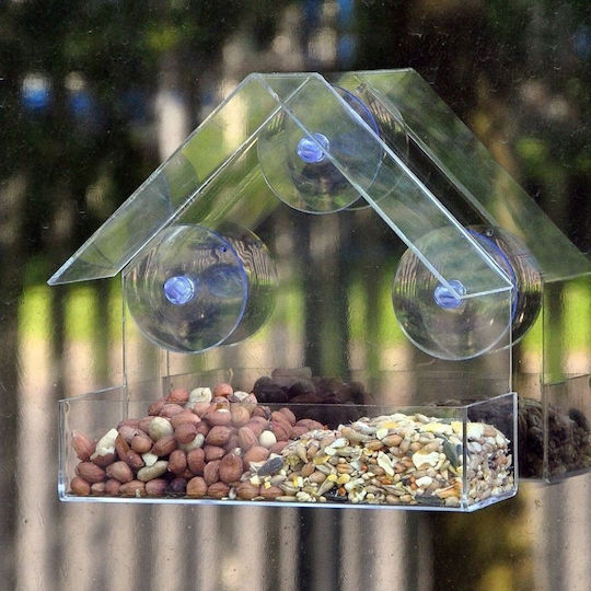 Garden&fun Transparent Acrylic Bird Feeder Window 14.8x6.7x15.5cm Suction Cups