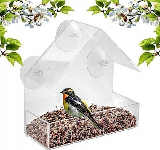 Garden&fun Transparent Acrylic Bird Feeder Window 14.8x6.7x15.5cm Suction Cups