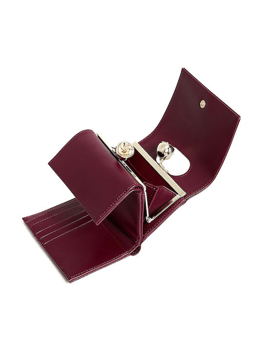 Roosa Rose Detail Small Leather Women's Wallet Red