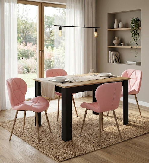 Mango Ess- und Küchenstühle mit Künstliches Leder Rosa 52x47x46cm