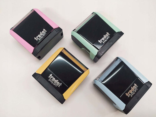 Trodat Printy 4911 Rectangular Self-Inking Text Stamp with Elements and Blue Ink
