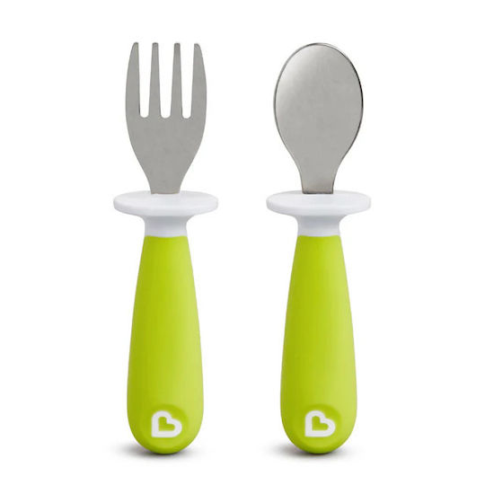 Munchkin Baby Spoon & Fork Set Raise Toddler Fork for 12+ Months Green 2 Pieces