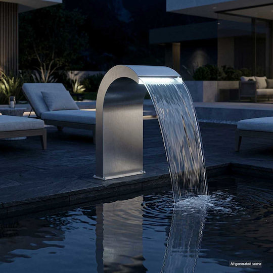 vidaXL Pool Wasserfall Mit LED Beleuchtung Aus Rostfreiem Stahl Silber