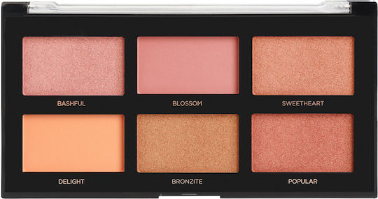 Profusion Cosmetics 6 Shade Blush Palette Παλέτα με Ρουζ 10.4gr