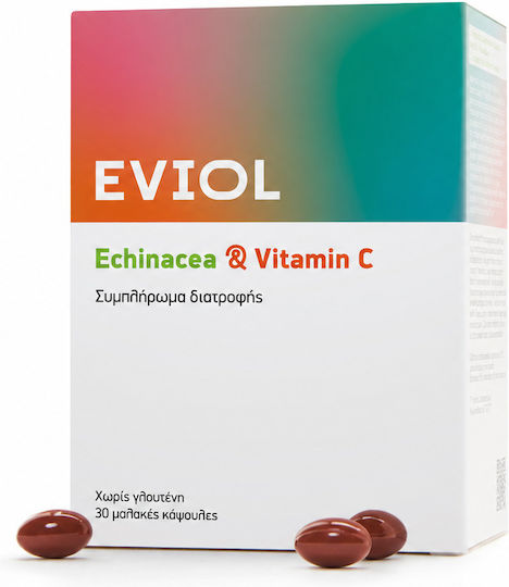 EVIOL Echinacea & Vitamina C Supliment pentru Întărirea Sistemului Imunitar 30 Capsule Moi