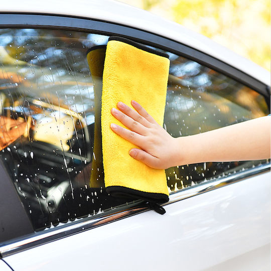 Lavetă auto din microfibră pentru uscare după spălare 60x40 reutilizabilă 200 spălări galben negru Pristyle