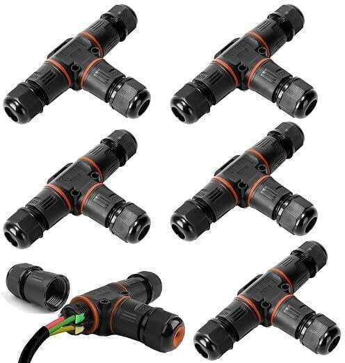 Set 5 Conectori Electrici Impermeabili Tip T Pentru Cabluri De Exterior Ø3-12 Mm Ip68 Cutie De Joncțiune Impermeabilă Cu 3 Căi Soclu Etanș Pentru Instalații Electrice De Grădină Iluminat Exterior Subteran